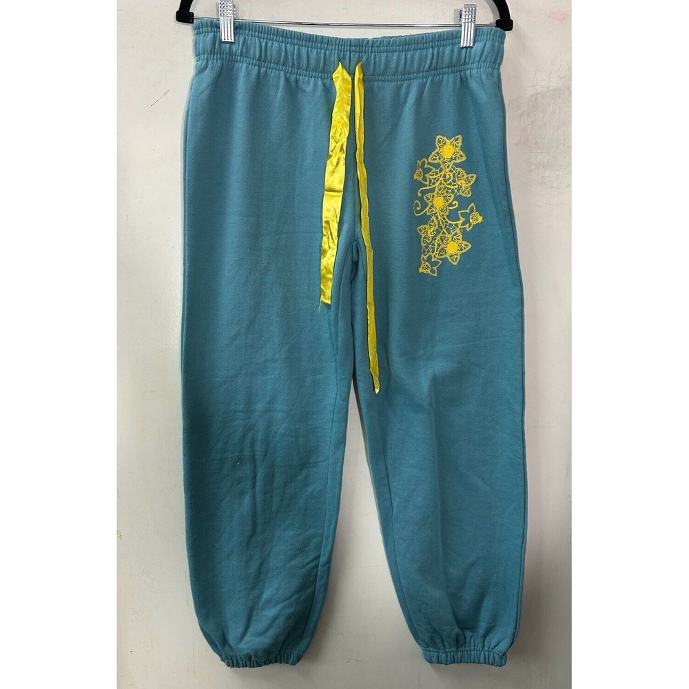 Nina Capri Brand Women's Size S Pants Bottoms Sweats Blue Flowers Y2K
